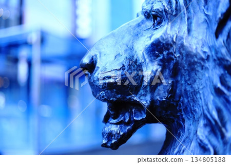 Profile of the lion statue in front of the department store Profile of the lion statue in front of the department store 134805188