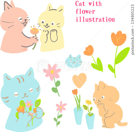 溫柔的花朵和貓咪插畫集 溫柔的花朵和貓咪插畫集 134805223