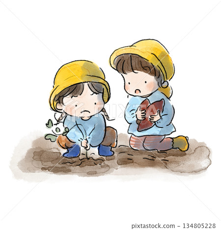 秋季活動:兒童挖馬鈴薯插圖 秋季活動:兒童挖馬鈴薯插圖 134805228