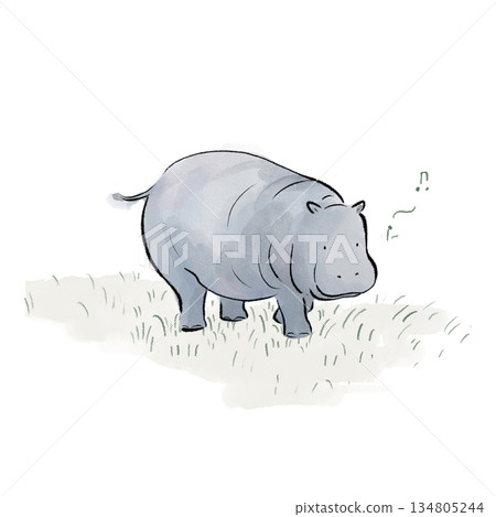 Illustration of a laid-back hippopotamus Illustration of a laid-back hippopotamus 134805244