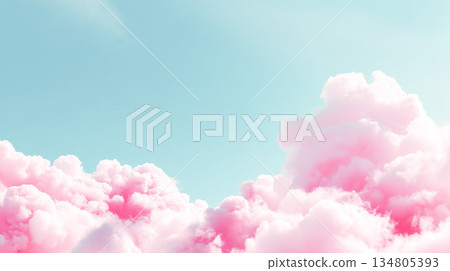 夢幻般的天空，粉紅色的雲點綴其間。 134805393