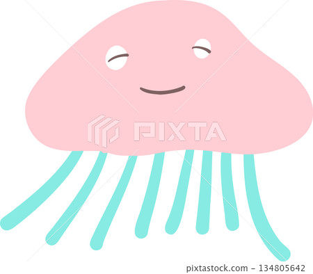 A simple illustration of a cute jellyfish A simple illustration of a cute jellyfish 134805642