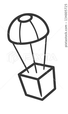 Parcel shipping with parachute doodle 134805725
