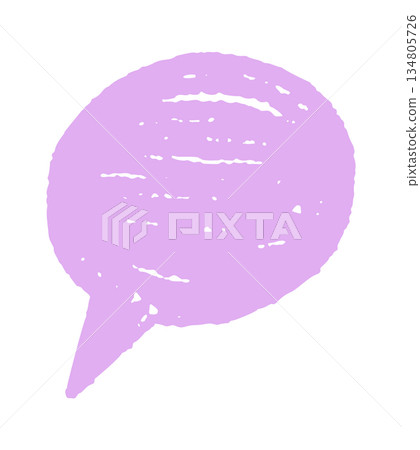 Round purple crayon speech bubble 134805726