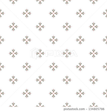 green and red abstract geometric seamless ethnic pattern background, repeatable motif for fabric and wallpaper design illustration 134805786