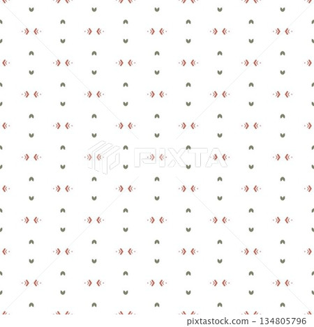 green and red abstract geometric seamless ethnic pattern background, repeatable motif for fabric and wallpaper design illustration 134805796