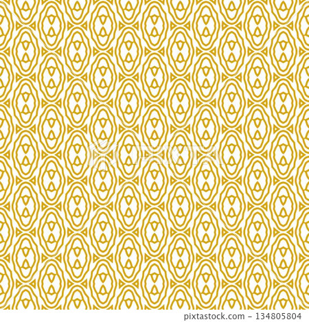 yellow and white abstract geometric seamless pattern background, repeatable motif for fabric and wallpaper design illustration 134805804