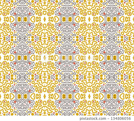 yellow and white abstract geometric seamless pattern background, repeatable motif for fabric and wallpaper design illustration yellow and white abstract geometric seamless pattern background, repeatable motif for fabric and wallpaper design illustration 134806056