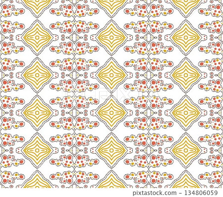 green and red abstract geometric seamless ethnic pattern background, repeatable motif for fabric and wallpaper design illustration green and red abstract geometric seamless ethnic pattern background, repeatable motif for fabric and wallpaper design illustration 134806059
