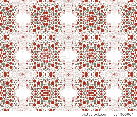 green and red abstract geometric seamless ethnic pattern background, repeatable motif for fabric and wallpaper design illustration 134806064
