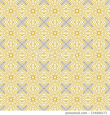 yellow and black abstract geometric seamless pattern background, repeatable motif for fabric and wallpaper design illustration 134806271