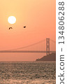 Flying towards the first sunrise of the year: Dawn at Innoshima Bridge 134806288