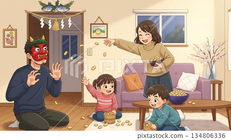 Family doing bean set Family doing bean set 134806336