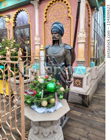 Indian Warrior Statue at Moscow Seasons Fair in Indian Style 134806623