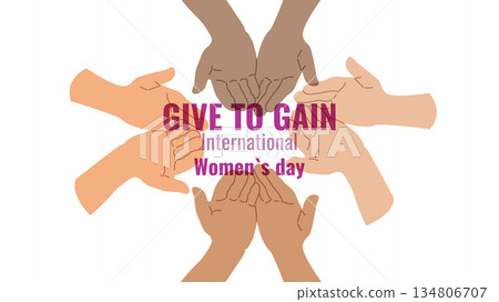Give To Gain International Women Day Equality Through Generosity empower. Generosity as a path to gender equality. For ads web design marketing, and social campaigns. vector illustration. Give To Gain International Women Day Equality Through Generosity empower. Generosity as a path to gender equality. For ads web design marketing, and social campaigns. vector illustration. 134806707