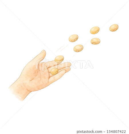 拋豆子的插圖－節分節慶活動圖片 134807422