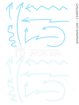 Business and video editing - Light blue rough hand-drawn arrows - Hand-drawn style blue arrow line set 134807625