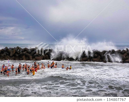 rough sea and waves 134807767