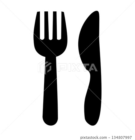Fork and knife meal icon Fork and knife meal icon 134807997