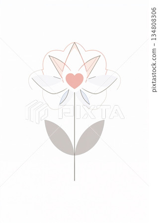 Flower with a heart in the center 134808306