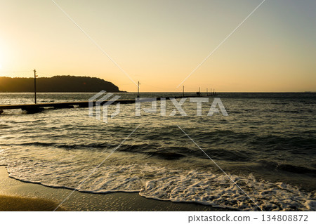 Okamoto Pier in Minamiboso, Chiba Prefecture in the evening Okamoto Pier in Minamiboso, Chiba Prefecture in the evening 134808872