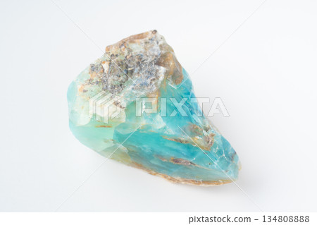 Blue opal rough on white background Blue opal rough on white background 134808888