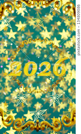 Star Gold Night To 2026, A dazzling 3D rendered image of star gold night to 2026, glitter constellations in midnight sky, perfect for new year countdown campaign or celestial future documentary. Star Gold Night To 2026, A dazzling 3D rendered image of star gold night to 2026, glitter constellations in midnight sky, perfect for new year countdown campaign or celestial future documentary. 134809086