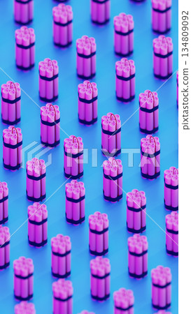 Dynamite Seamless Pattern, A explosive 3D render ad image of dynamite seamless pattern, perfect for an action energy campaign or a thrilling danger documentary still. 134809092