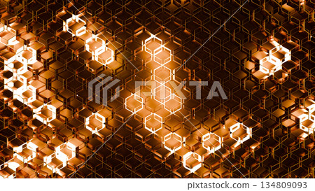 Golden Seamless Geometric Hexagon Pattern, A luxurious 3D render ad image of golden seamless geometric hexagon pattern, perfect for a premium wallpaper campaign or a sophisticated documentary. Golden Seamless Geometric Hexagon Pattern, A luxurious 3D render ad image of golden seamless geometric hexagon pattern, perfect for a premium wallpaper campaign or a sophisticated documentary. 134809093