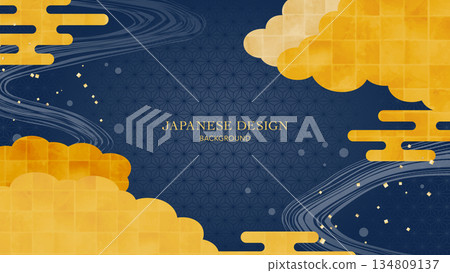 Golden clouds Japanese style background Golden clouds Japanese style background 134809137