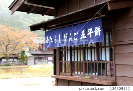 Hida region Shirakawa-go specialties Gohei mochi and mitarashi dango 134809153