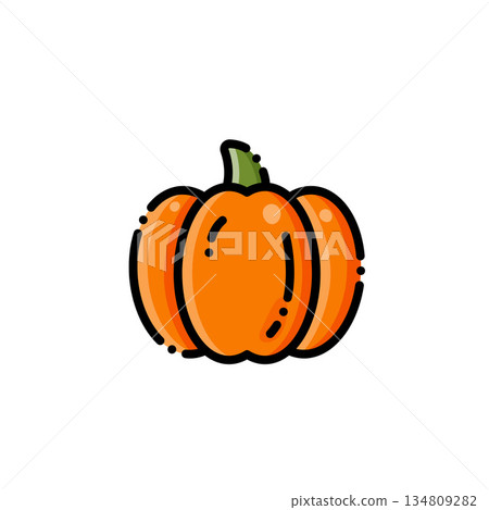 One super cute orange pumpkin, Enjun body shape, green color pumpkin pattern, fresh and healing! Suitable for autumn season, Manshu Festival or fruit design One super cute orange pumpkin, Enjun body shape, green color pumpkin pattern, fresh and healing! Suitable for autumn season, Manshu Festival or fruit design 134809282