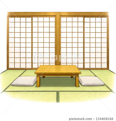 Japanese inn guest room illustrations that can be used to introduce tourism and accommodation facilities 134809288