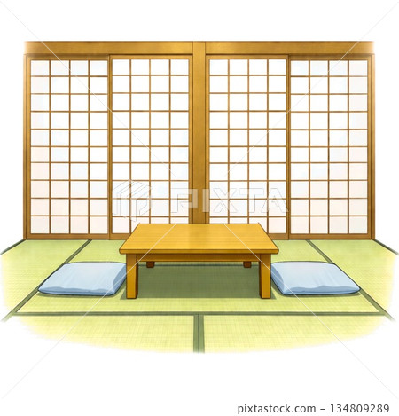 Japanese inn guest room illustrations that can be used to introduce tourism and accommodation facilities 134809289