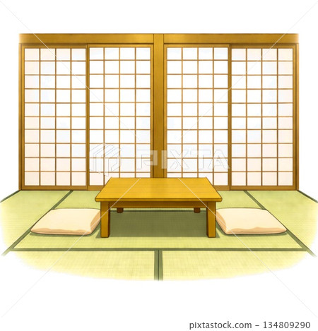 Japanese inn guest room illustrations that can be used to introduce tourism and accommodation facilities 134809290