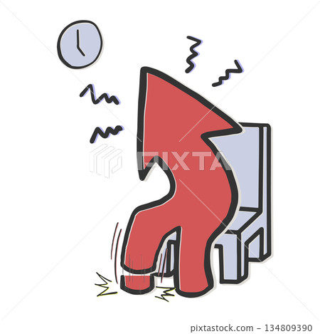 Arrow illustration showing a situation where you are on the verge of breaking down due to being kept waiting for too long | Pending/Long Waiting Time 134809390