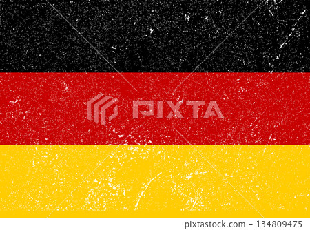 Distressed Grunge Texture German Flag Background. 134809475
