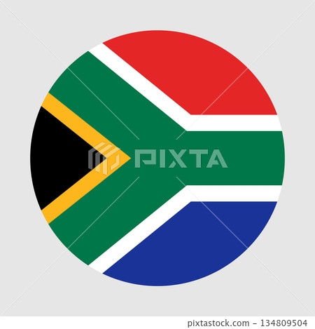 Flag of South Africa. An illustration of the South Africa round flag. A round flag. 134809504