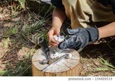 玩化石的孩子（8歲男孩） 134809533