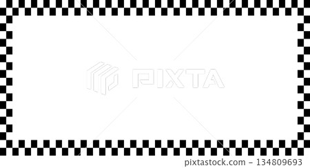 Checkers frame, border in line art style geometric seamless pattern. 134809693