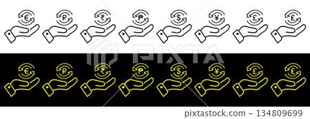 Cash back or return money currency sign symbol. Cash back rebate thin line vector illustration. Cash back or return money currency sign symbol. Cash back rebate thin line vector illustration. 134809699