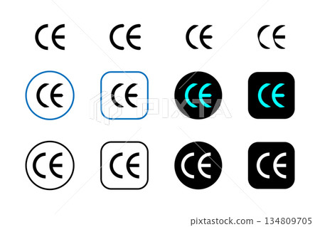 CE mark icon in different flat style. CE marking symbol. 134809705