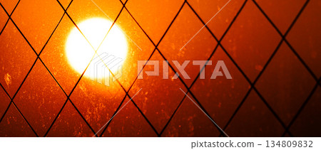 Orange sun seen from the hotel window Orange sun seen from the hotel window 134809832