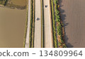 Aerial view of street in Bangkok Thailand with cars and countryside 134809964