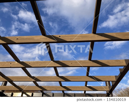 Blue sky peeking through the pergola Blue sky peeking through the pergola 134810019