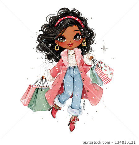 vector pop art illustration of a happy woman 134810121