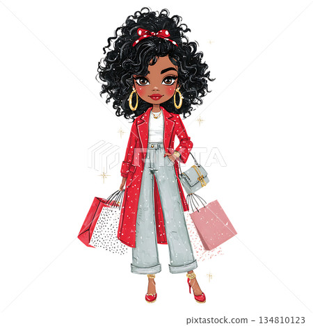 vector pop art illustration of a happy woman 134810123