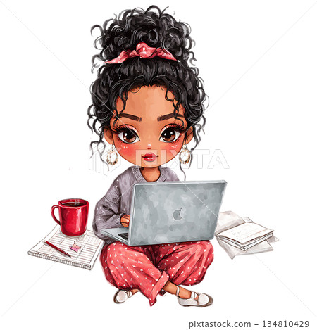 cute african woman in traditional dress 134810429