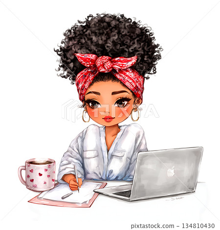 cute african woman in traditional dress 134810430