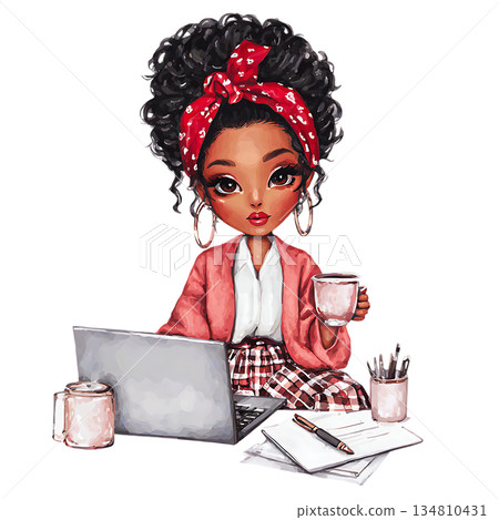 cute african woman in traditional dress 134810431